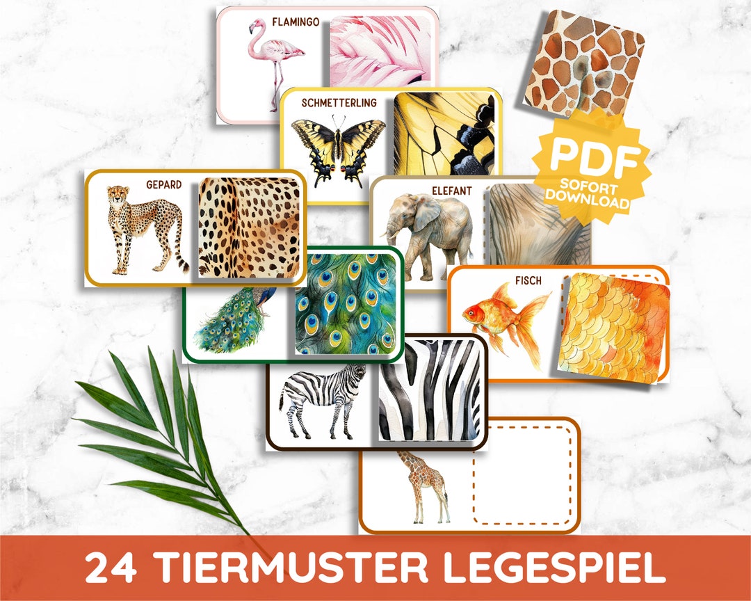 Animal Pattern Matching Game Boards Picture Cards Montessori Animals ...