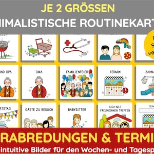 Icons Piktogramme Verabredungen & Termine Karten für Wochenkalender Tageskalender Kind Wöchentliche Tägliche Aktivitäten PDF Digitale Datei