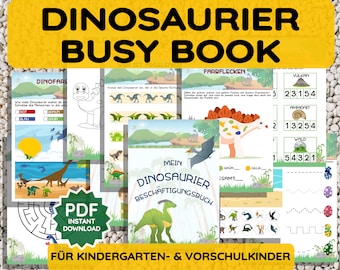 Dinosaur Activity Book, Busy Book, Dino Booklet (Printable PDF Download), Preschooler, Kindergartener, Crafting, Craft Template, DIY Gift