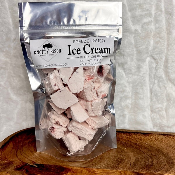 Freeze Dried Black Cherry Ice Cream - Freeze Dried Ice Cream - Freeze Dried Candy - Freeze Dried Snacks - Fun Gift - Stocking Stuffer