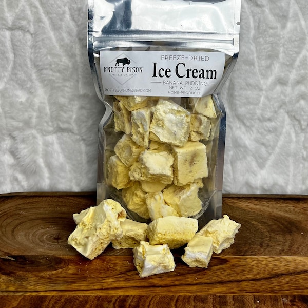 Freeze Dried Banana Pudding Ice Cream - Freeze Dried Ice Cream - Freeze Dried Candy - Freeze Dried Snacks - Fun Gift - Stocking Stuffer