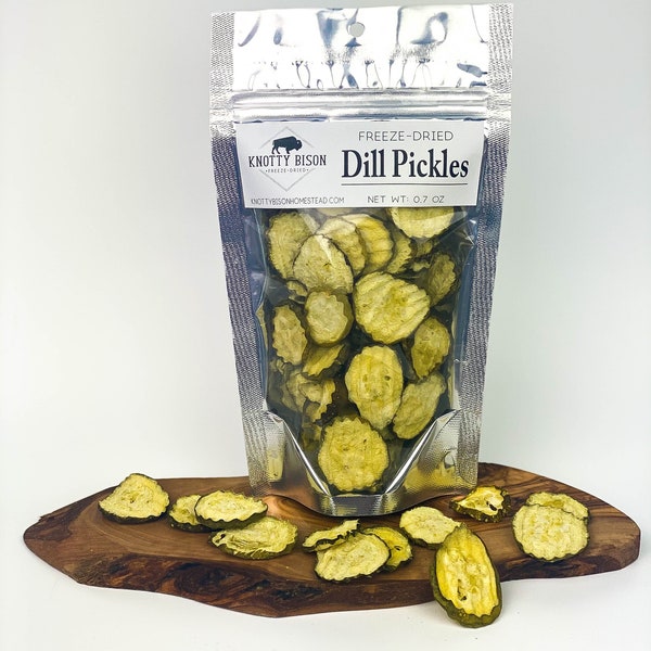 THE ORIGINAL Freeze Dried Dill Pickles - Freeze Dry Pickles - Dried Dill Pickles - Salty Snack - Freeze Dried Veggies - Emergency Food Bag