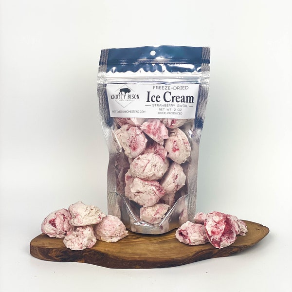 Freeze Dried Strawberry Swirl Ice Cream - Freeze Dried Ice Cream - Freeze Dried Candy - Freeze Dried Snacks - Fun Gift - Stocking Stuffer