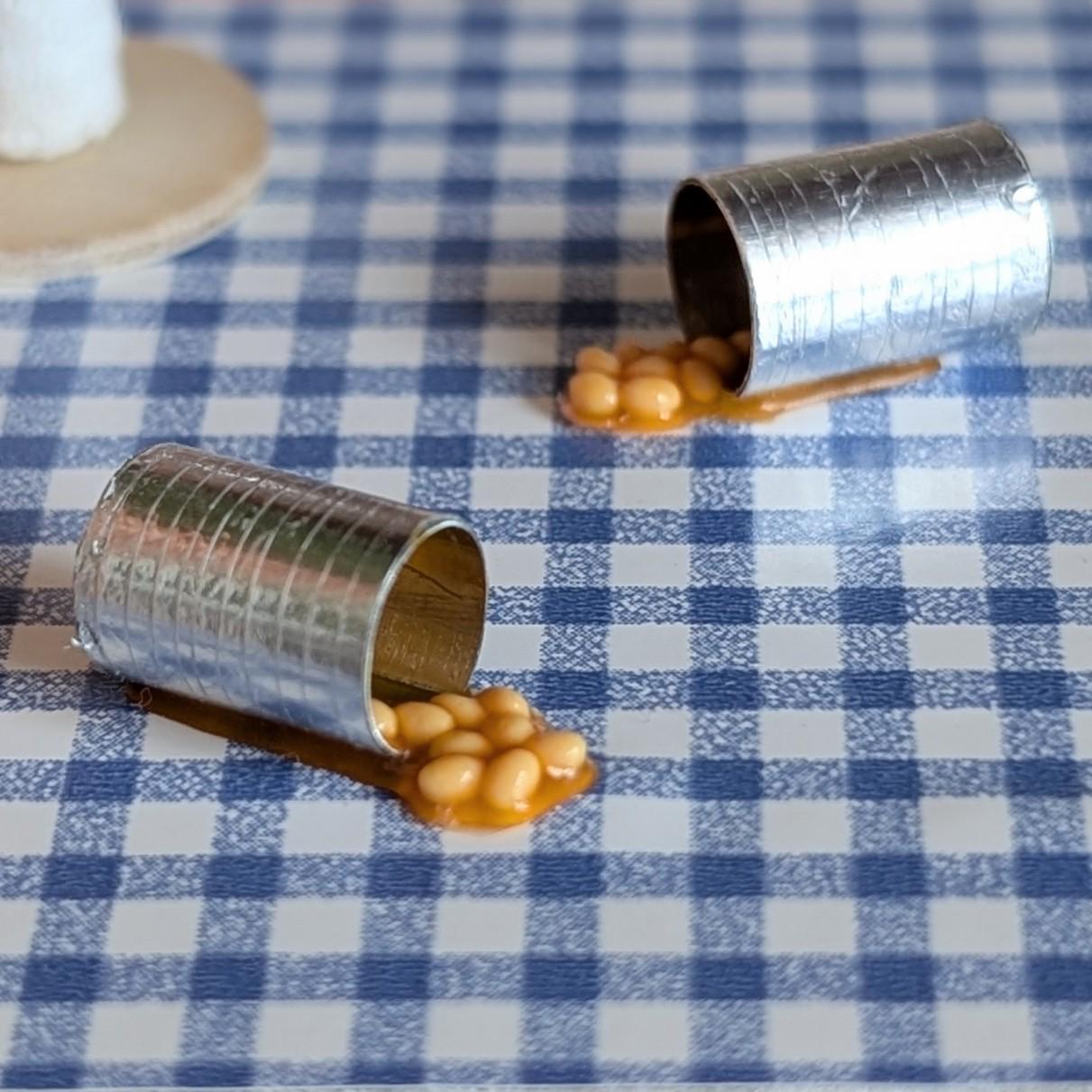 Spilled Tin of Baked Beans - Handmade Miniature 1:12 Scale Dollhouse ...