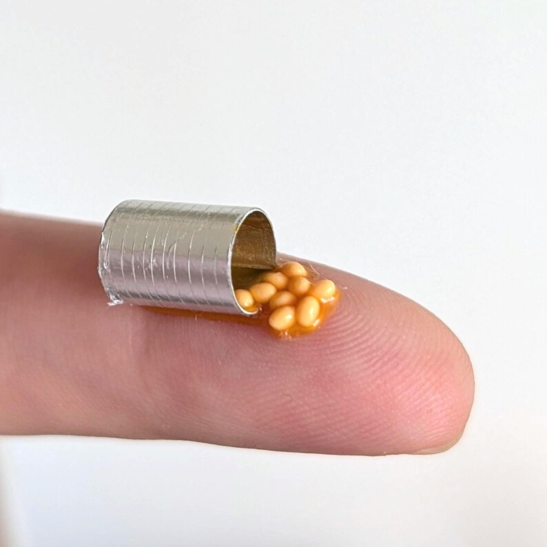 Spilled Tin of Baked Beans - Handmade Miniature 1:12 Scale Dollhouse ...