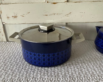 Antiker Silit Kochtopf mit Deckel Vintage Blauer Topf 70er Jahre Küche Kochen