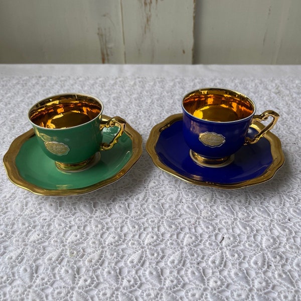 Mocca Tassen Espresso Tassen Kaffeetassen Porzellan Geschirr Vintage Goldrand Vergoldet
