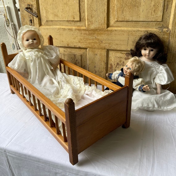 Doll Bed Antique Wooden Bed Dollhouse Vintage Old Etsy UK