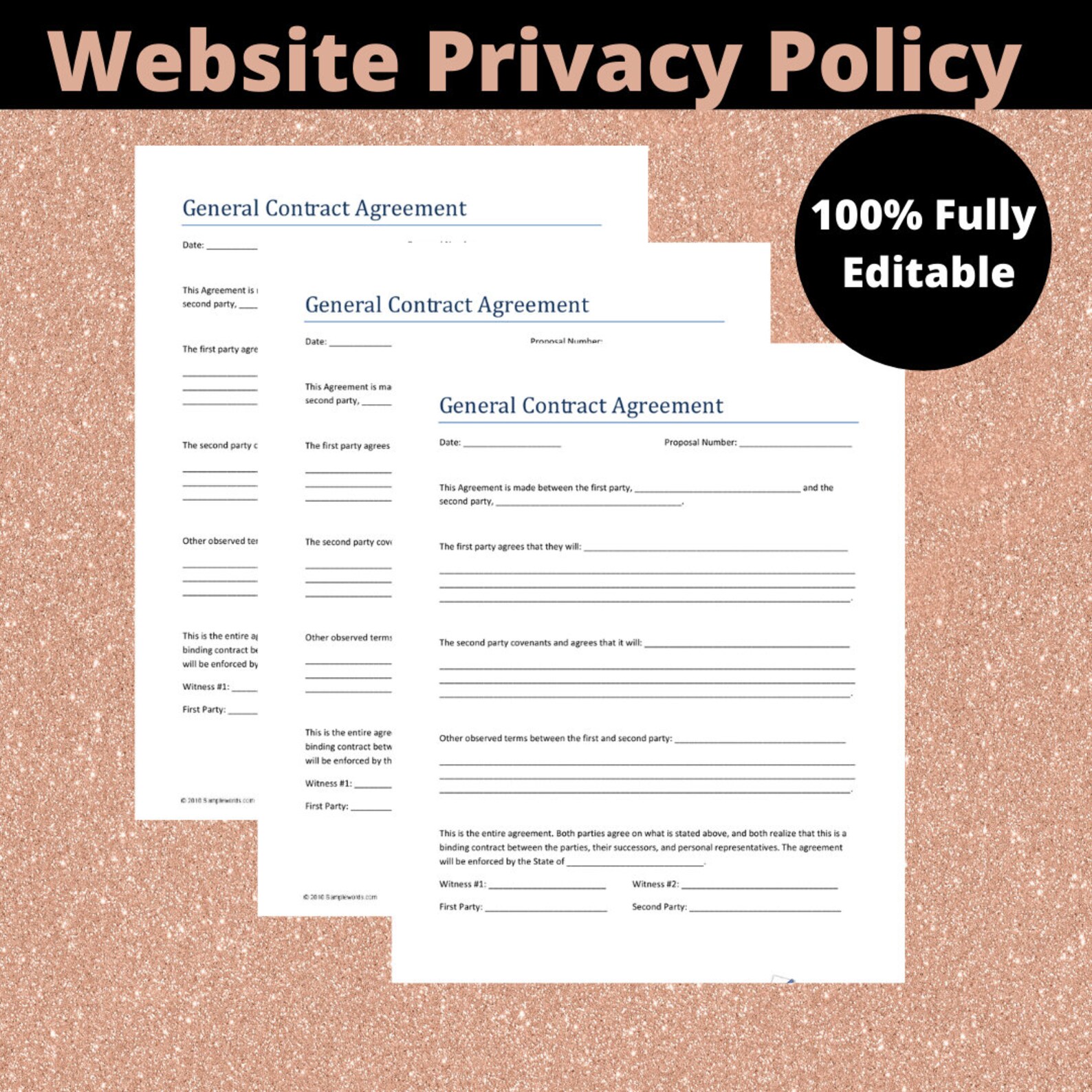 Website Privacy Policy Template Contact Consent Form Etsy