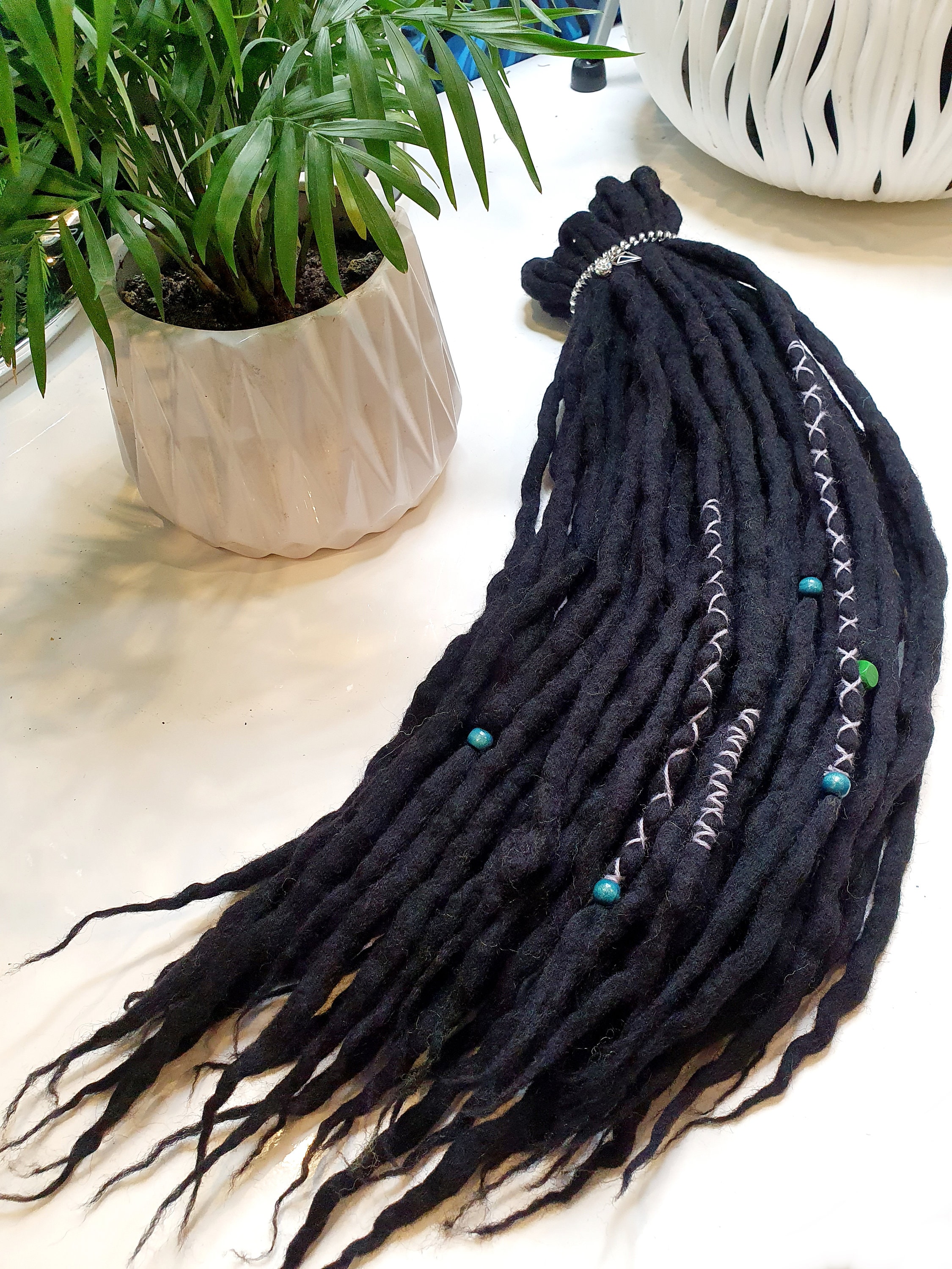 De Wool Dreads Dreadlocks Black Merino Soft Extensions Full Etsy Uk