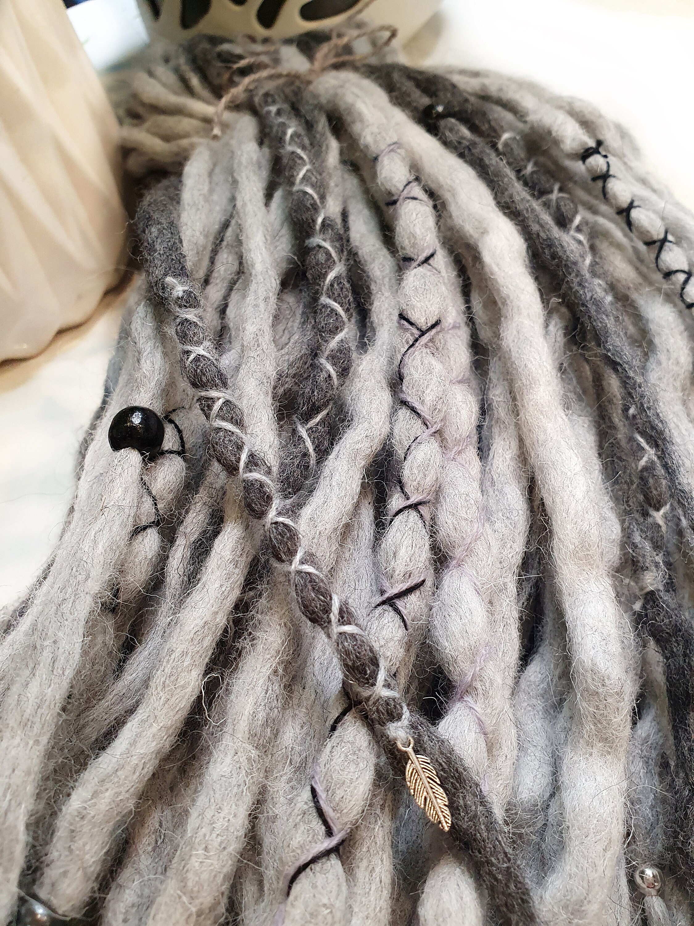 DE Wool Dreads Dreadlocks Gray Grey Dark Light Mix Soft Etsy UK