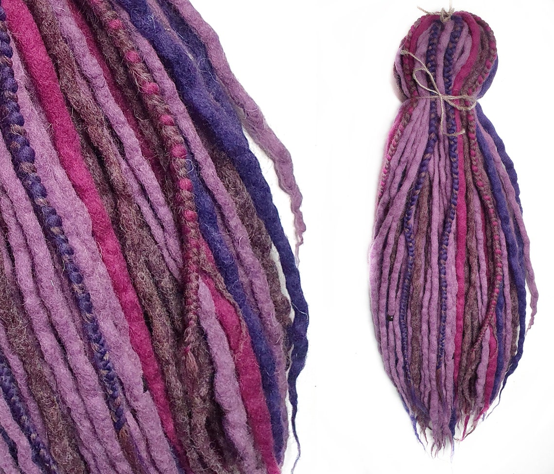 DE wool dreads dreadlocks violet purple merino soft extensions Etsy