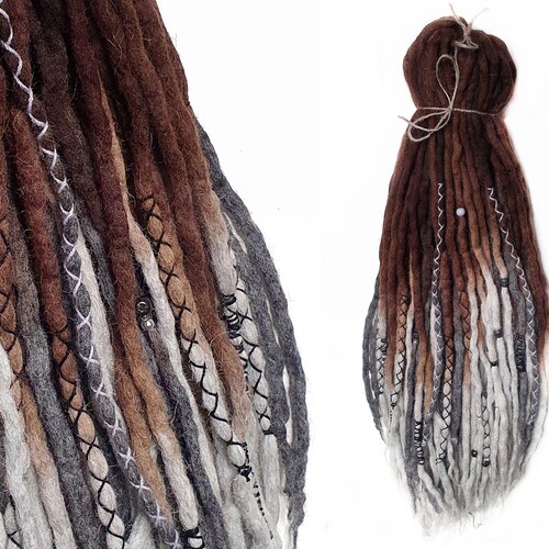 Grey Wool Dreadlocks Orange Ombre Dreads Dreadlock Etsy