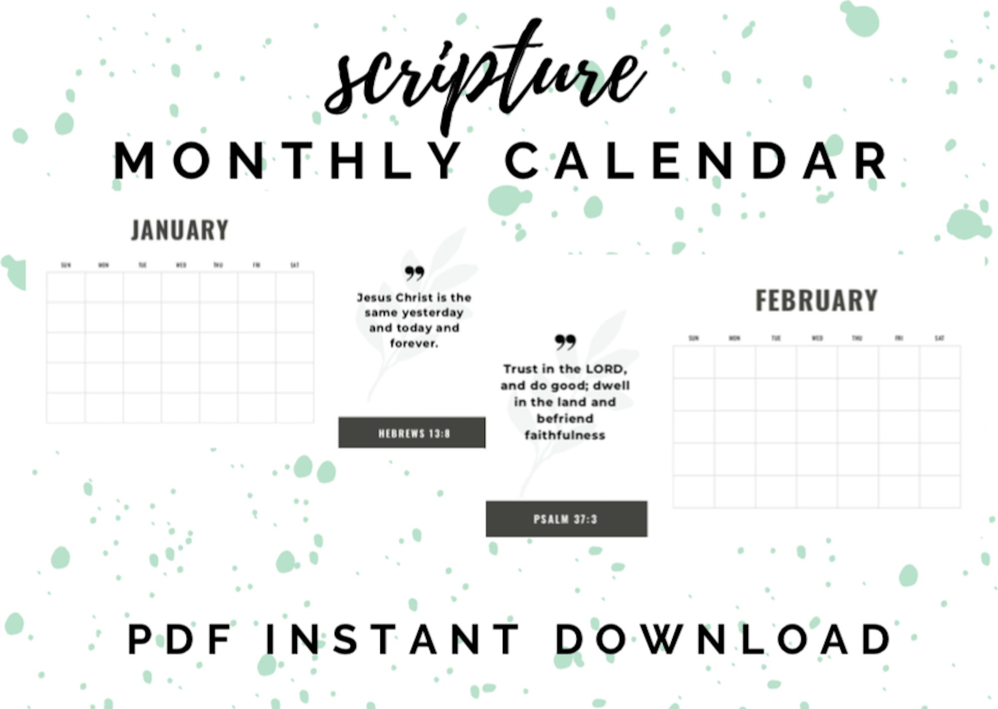 Monthly Scripture Calendar / Bible Calendar / Wall Calendar / Etsy Canada