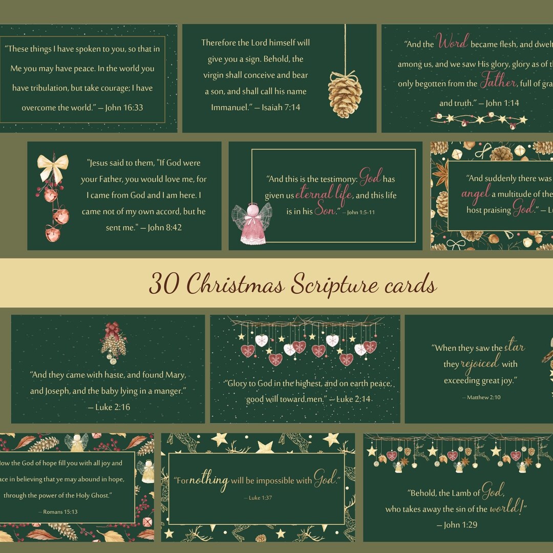 Christmas Scripture Cards, Printable Christmas, Décor, Bible Verse ...