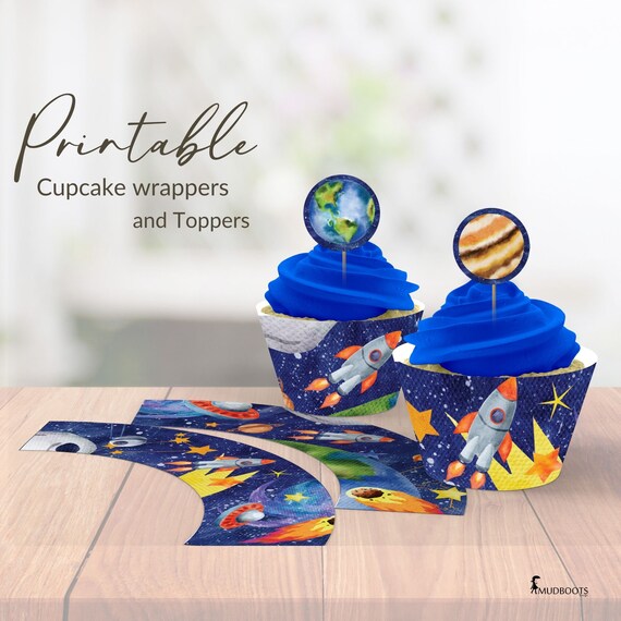 Space Printable Cupcake Toppers and Wraps, Outer Space, planets Inkstand download VOL0007 Il_570xn