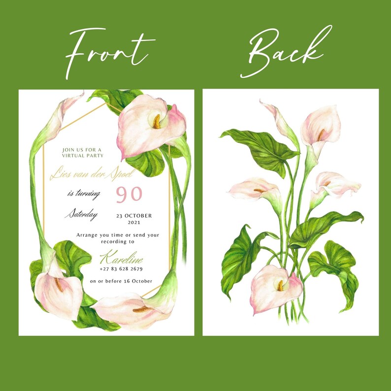 Calla Lily Printable Invitation. Lily of the Valley Editable - Etsy