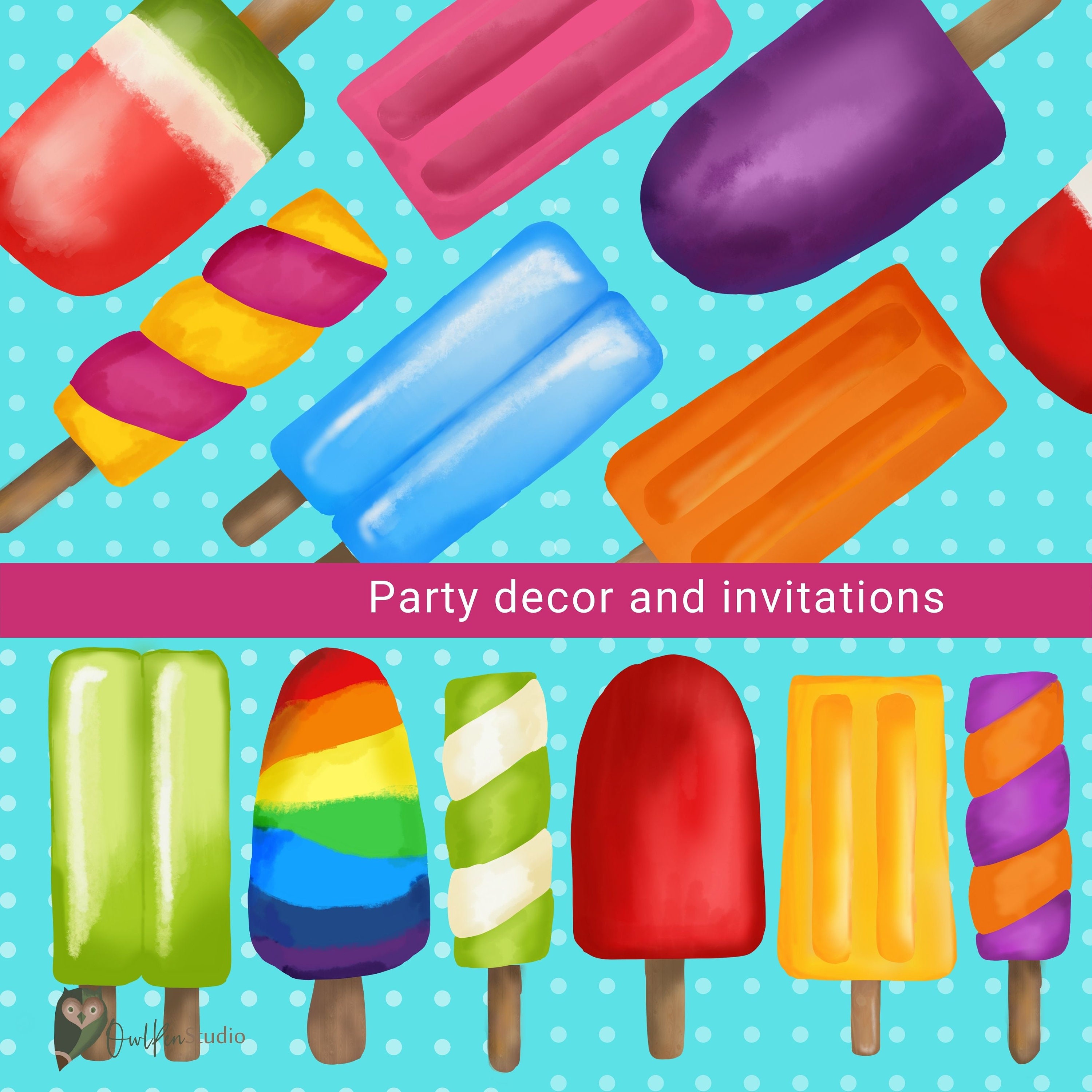 Ice Lolly Printable Invitation Template Summer Pool Party - Etsy