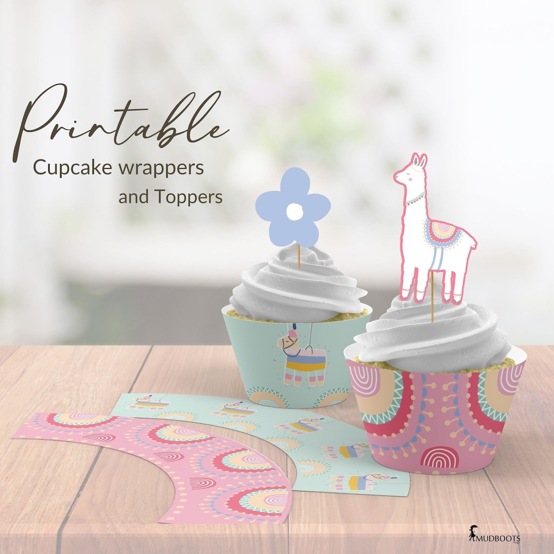 Llama Printable Cupcake Toppers, Birthday Decorations, PDF, Printable ...