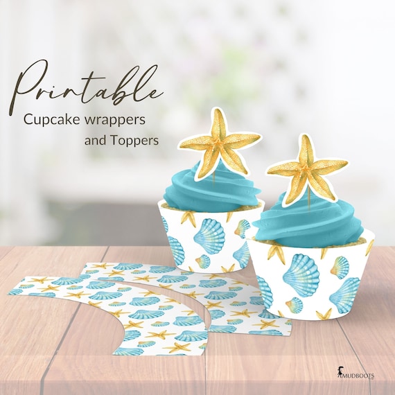 Beach Printable Cupcake Toppers and Wraps, Ocean, sea Inkstand download VOL0018 Il_570xn