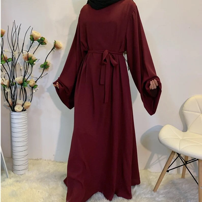 Womens Long Closed Abaya Islamic Dress Dubai With Belt - Etsy UK