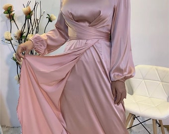 Women’s Long Closed Abaya Islamic dress Dubai With Belt