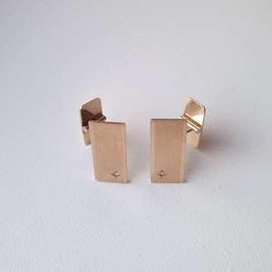 Swedish 1966 Gustav Dahlgren & Co Gilded Sterling Cufflinks w Stone Zircon