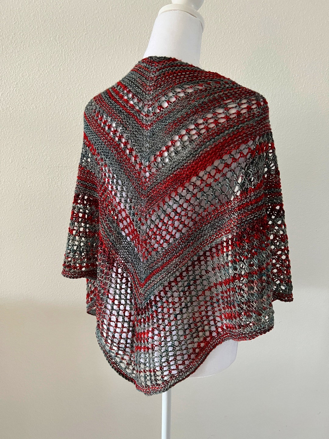 Wool Shawl, Alani Floral, Red