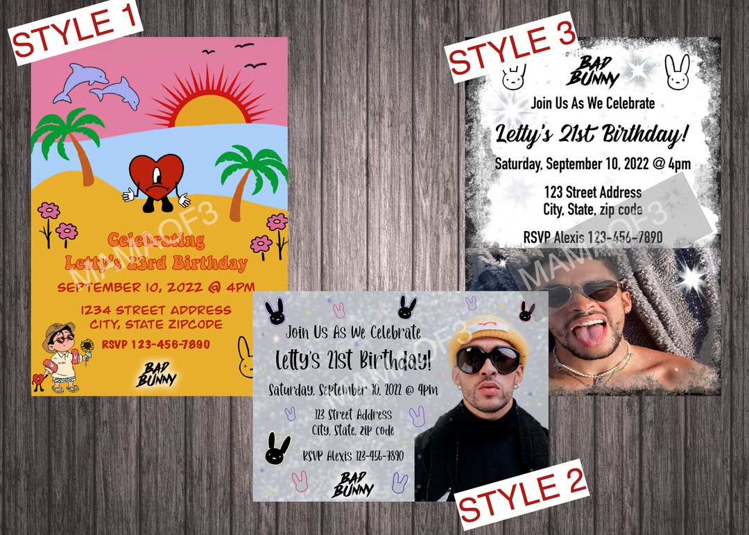 Bad Bunny Birthday Party Invitation DIGITAL [4x6 or 5x7] - Etsy UK