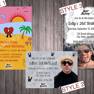 Bad Bunny Birthday Party Invitation DIGITAL [4x6 or 5x7]