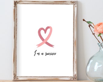 Breast Cancer Survivor Gift, Breast Cancer Awareness Month, Watercolor Pink Ribbon, Fighting Cancer,  Cancer Free