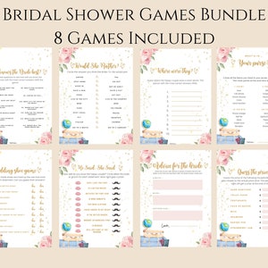 Travel Bridal Shower Game Bundle, Set of 8 Games, Traveling from Miss to Mrs Bridal Set, Travel Engagement Party, Printable Travel Games