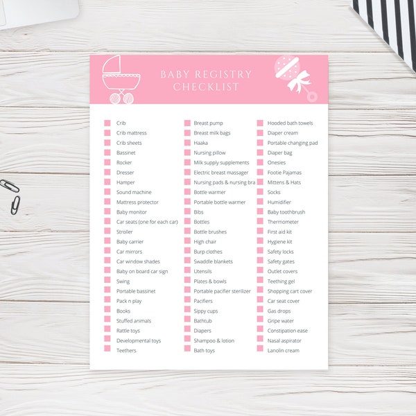 Baby Registry Essentials Checklist, Printable Checklist, Baby Must Haves, Pregnancy Checklist, Mom-to-be Gift, PDF Digital Download File