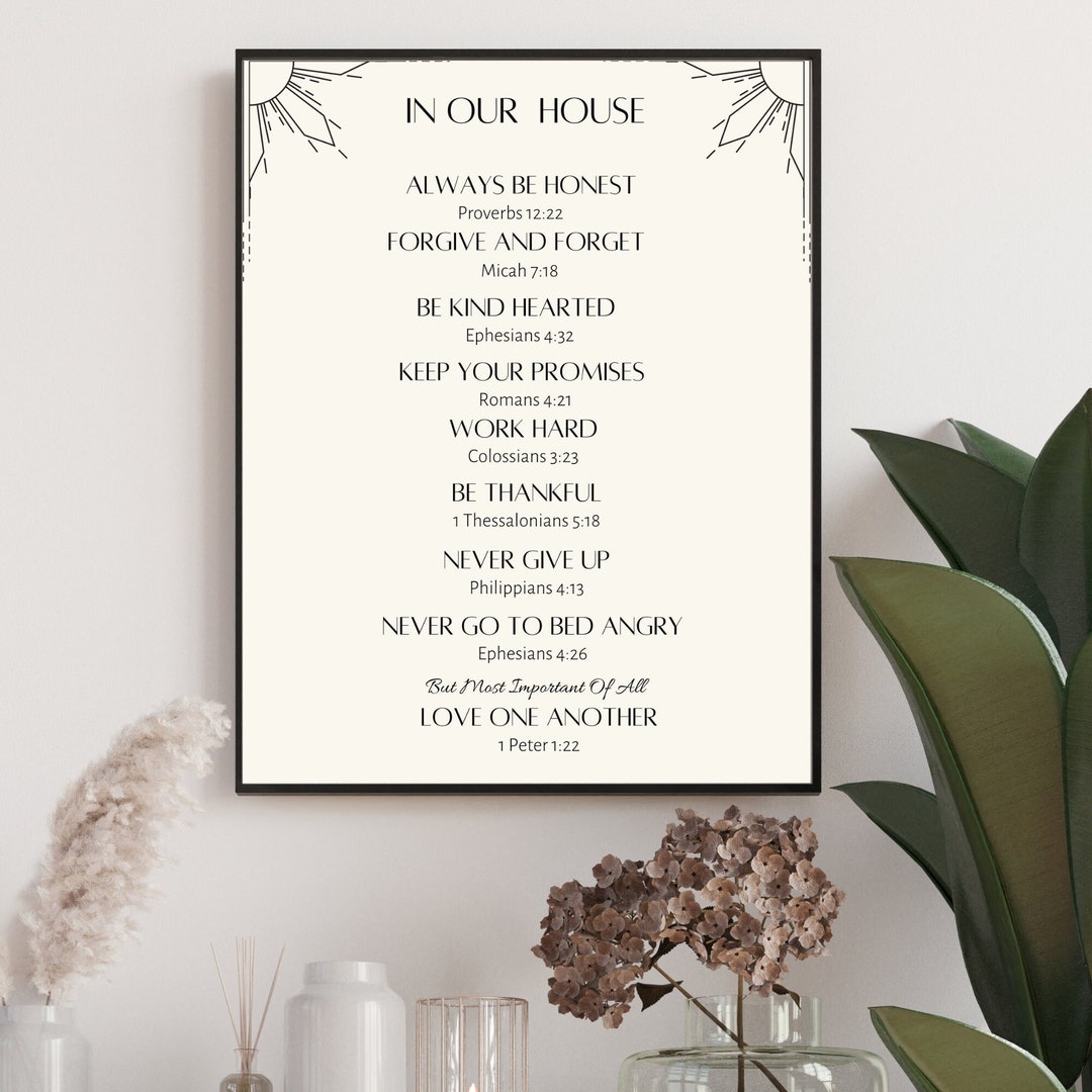 House Rules Wall Decor Housewarming Gift Family Values Sign Etsy