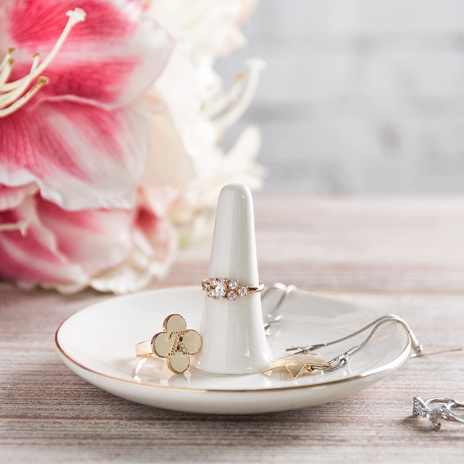 My Gift Modern White Ceramic Jewelry Dish Ring Holder with  Etsy