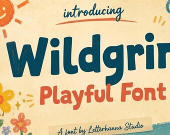 Wildgrin Font: A Bold Playful Hand-Lettered Typeface for Fun Brands - OTF - TTF - Commercial Use License