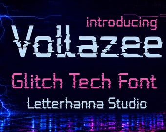 Vollazee Glitch Font: Distressed Meets Futuristic Typography - OTF - TTF - Commercial Use License