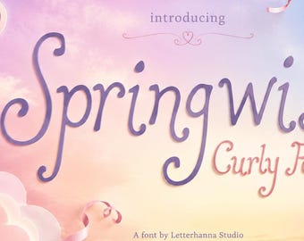 Springwish: A Whimsical Curly Font for Wedding Invites - OTF - TTF - Commercial Use License