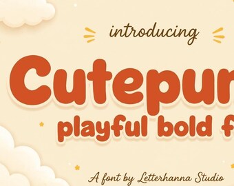 Cutepunch Font: A Bold, Bubbly Cute Font for Playful Designs - OTF - TTF - Commercial Use License