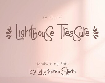 Playful font for social media quotes commercial OTF TTF fun script for branding - Lighthouse Treasure Font: Ligature Font for Canva, Cricut