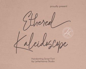 Note taking font for student notes OTF TTF commercial use clear handwriting script - Ethereal Kaleidoscope Font: Monoline Signature