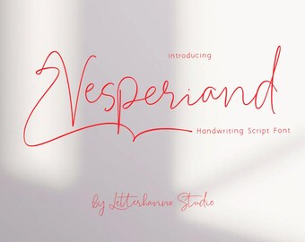 Classy wedding font for invitation suite OTF TTF commercial use elegant cursive handwriting alphabet - Elegant Script Font: Vesperiand Font