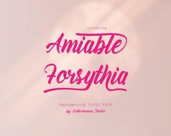 Cursive branding font for logo design commercial OTF TTF feminine script for Instagram posts - Amiable Forsythia Bold Calligraphy Font