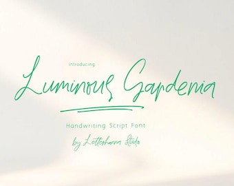 Romantic quote font for art prints OTF TTF commercial use lovely script for Valentine cards and gifts - Luminous Gardenia Handwriting Font