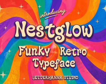 Nestglow Font | Retro Wave Font with Funky, Bold, and Psychedelic Design - OTF - TTF - Commercial Use License