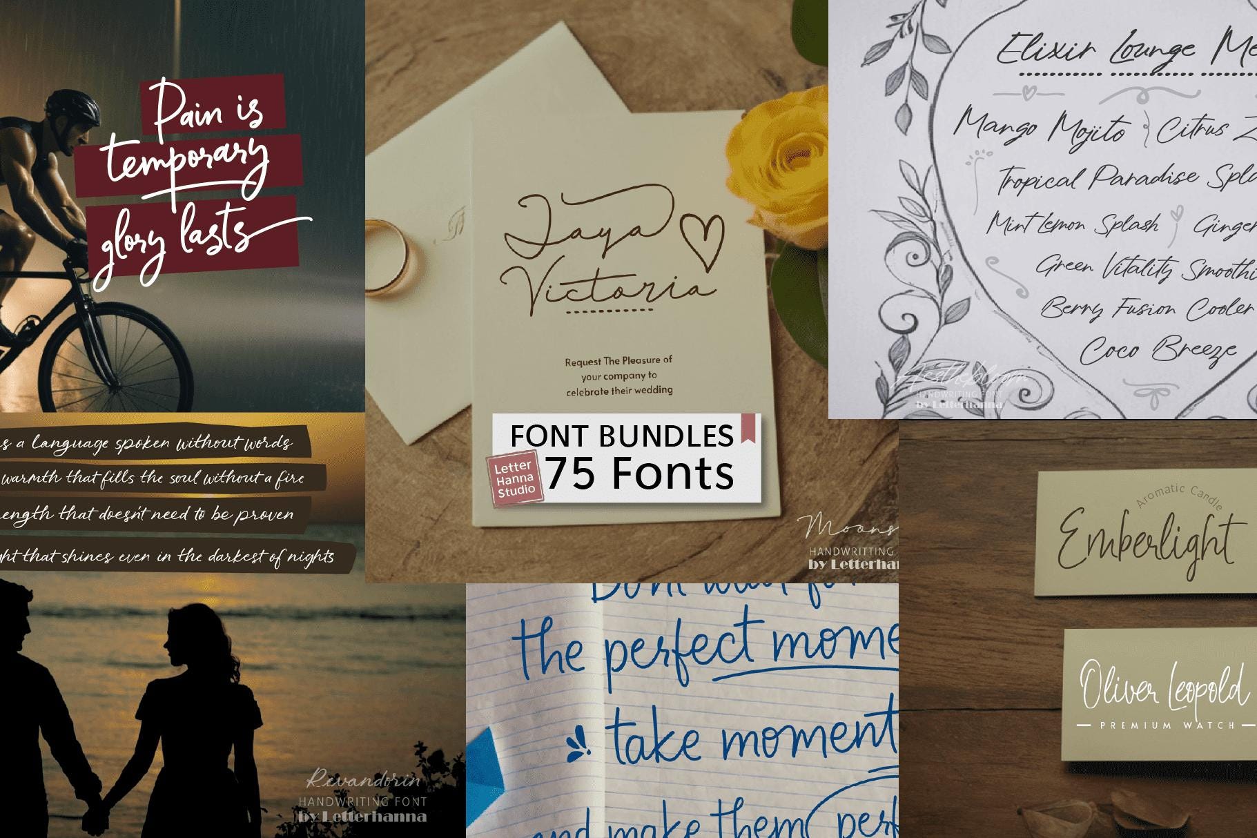 75 Handwritten Fonts Bundle: Script Calligraphy Bundle OTF TTF ...