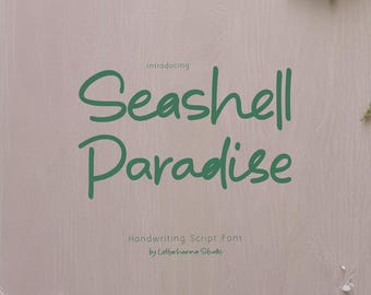 Cute logo font for small business branding commercial OTF TTF digital planner handwriting script ligature alphabet - Seashell Paradise Font