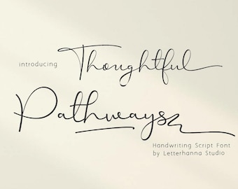 Wedding font for decor OTF TTF commercial use beautiful cursive handwriting for events Thoughtful Pathways Script Elegant Calligraphy Font