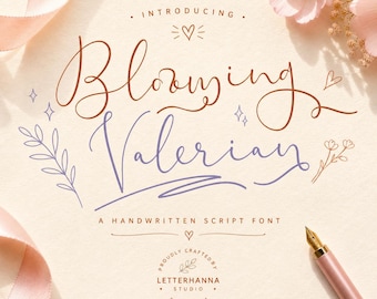 Blooming Valerian Calligraphy Font: Elegant Cursive Swashes (TTF/OTF) Commercial Use