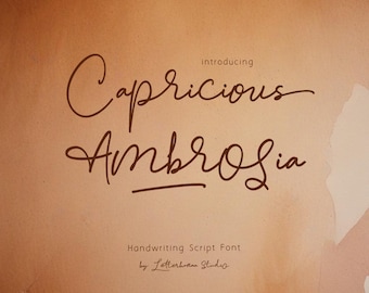 Modern cursive font for t-shirt design commercial OTF TTF stylish script for merchandise and apparel - Capricious Ambrosia Handwriting Font